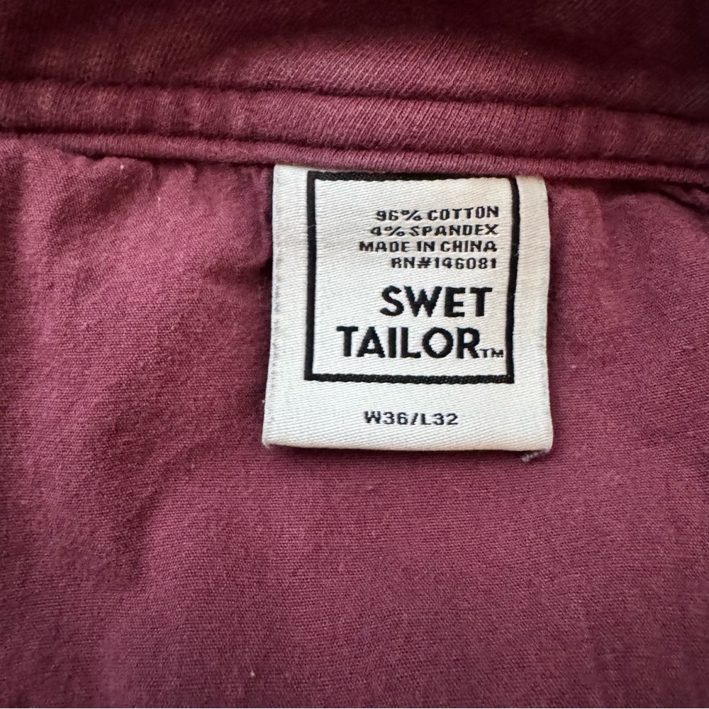 Swet Tailor All-In Pants 5 Pocket Stretch Oxblood Maroon Size W36 x L32 - Picture 5 of 15